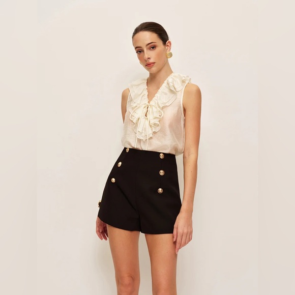 Commense Pants - 043. Commense High-Waist Double-Breasted Button Shorts